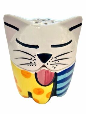 Romero Britto Cat Stacking Salt & Pepper Shakers Collectible Artist Decor